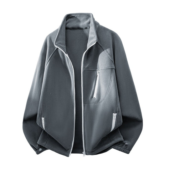 Unisex Leichte Fleecejacke mit Stehkragen, Raglanärmeln und multiplen Reißverschlusstaschen Nord Taschen