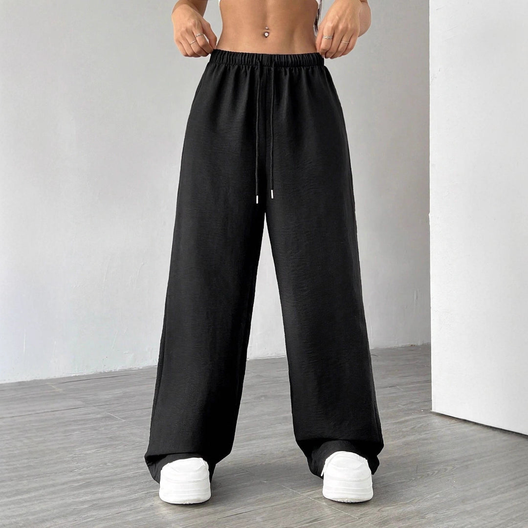 Damen Weite Lounge-Hose mit hohem Elastikbund und Kordelzug Nord Taschen