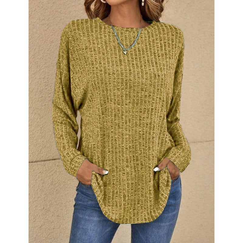 Damen Oversized Struktur-Strickpullover mit Rundhals und Eingrifftaschen Nord Taschen