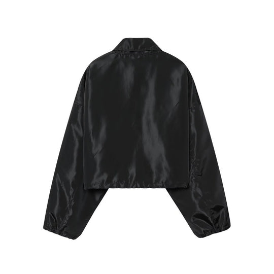Damen Cropped Bomberjacke aus Satinoptik mit Reißverschluss und elastischem Saum Nord Taschen