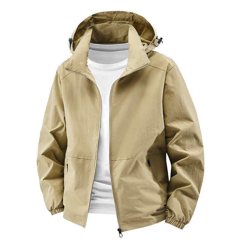 Herren Leichte Outdoor-Jacke mit verstellbarem Kapuzenkragen Nord Taschen