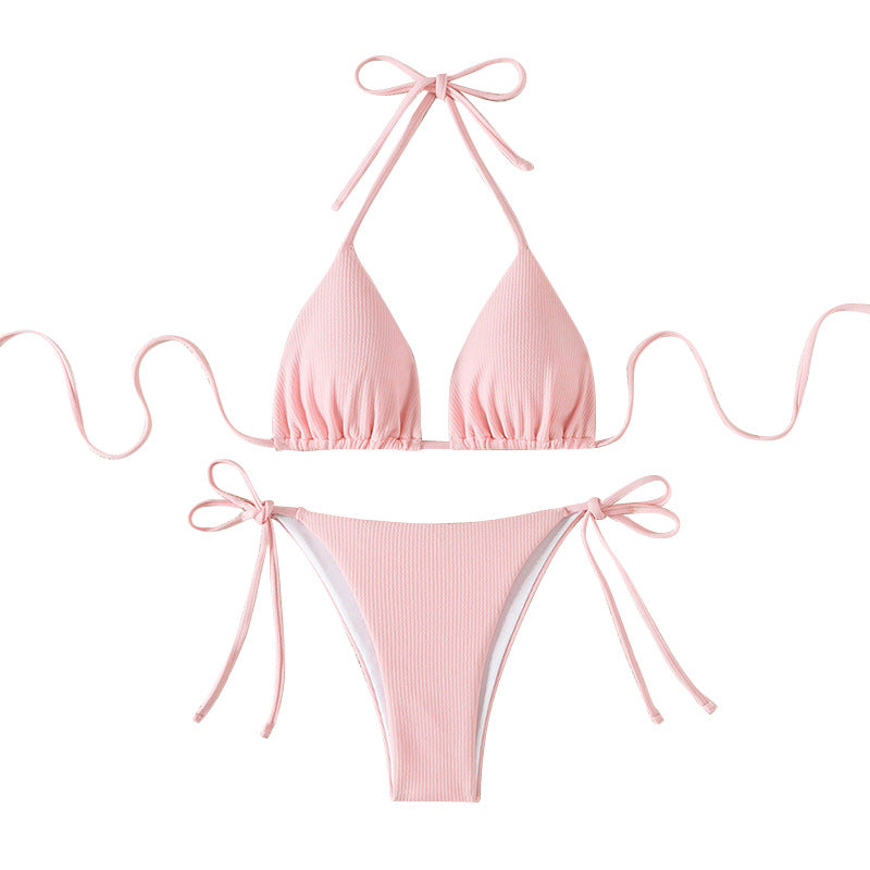 Damen Triangel-Bikini mit verstellbaren Riemen und raffinierten Details