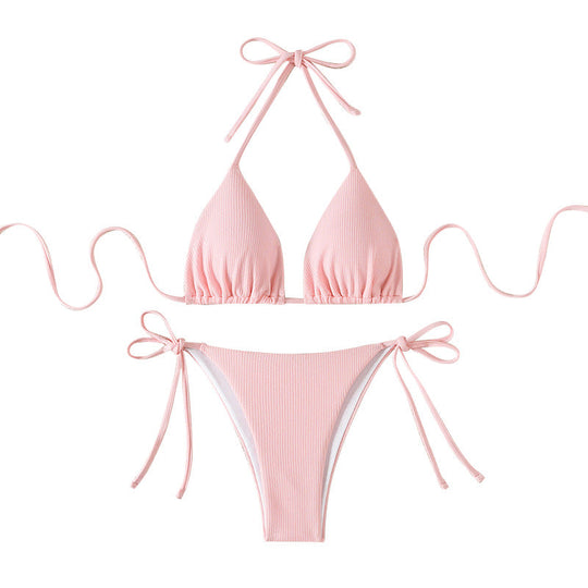 Damen Triangel-Bikini mit verstellbaren Riemen und raffinierten Details