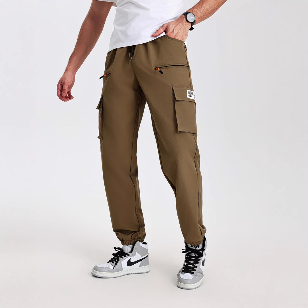 Herren Utility-Cargohose im Joggerstil mit elastischem Bund, Multifachtaschen & Reißverschlusstaschen Nord Taschen