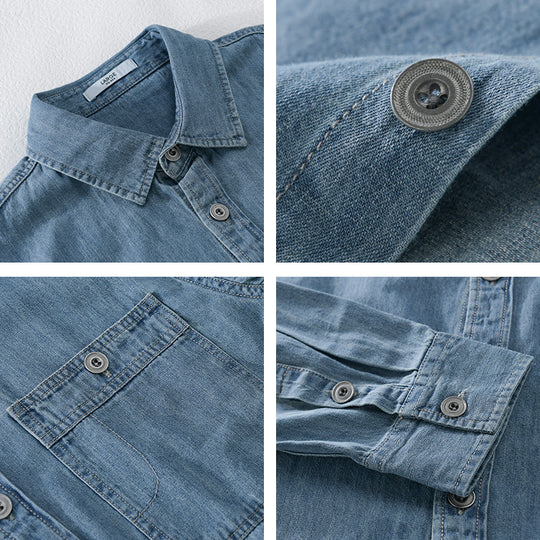 Herren Denim-Überhemd im lässigen Worker-Look mit Einstecktasche und softem Finish Nord Taschen