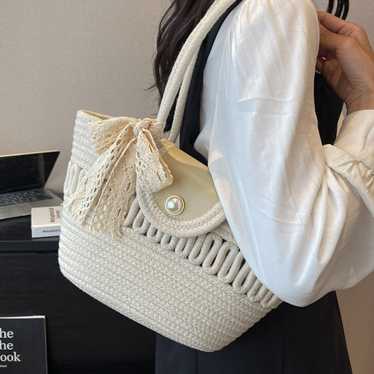Damen Handtasche mit dekorativem Knoten- und Perlendesign Nord Taschen
