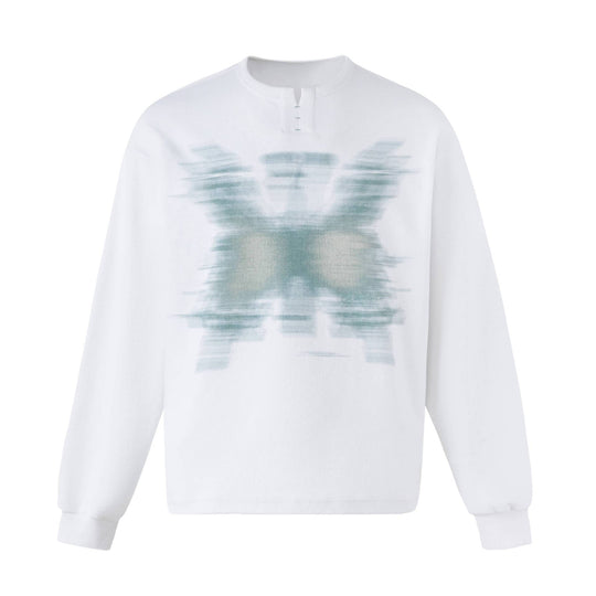Unisex Oversize Sweatshirt mit kurzem Henley‑Placket und verschwommenem Grafikprint Nord Taschen