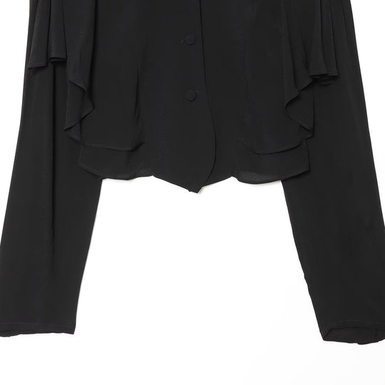 Damen Kurzjacke mit Lagenvolants, Stehkragen und verdeckter Knopfleiste Nord Taschen