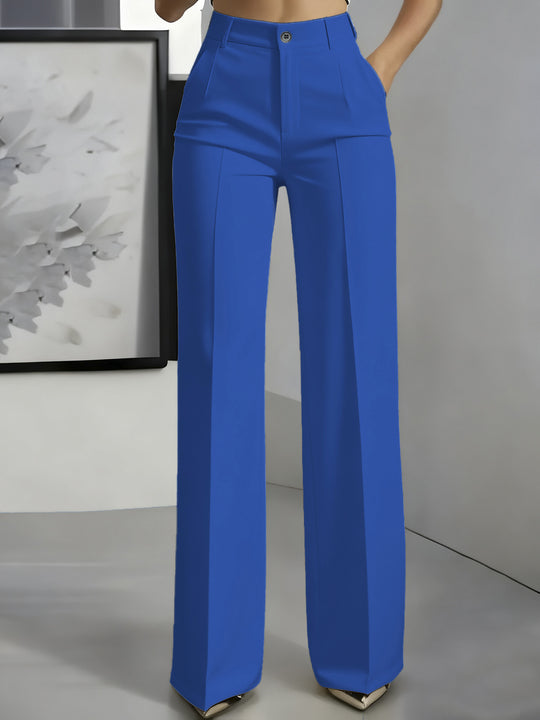Damen Hochtaillierte Palazzo-Hose mit Bügelfalte und Eingrifftaschen Nord Taschen