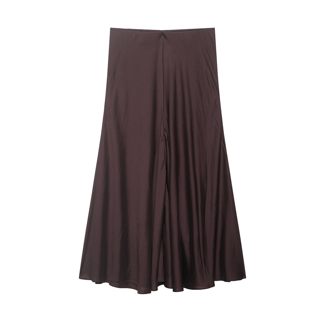 Damen Satin-Midirock mit hohem Komfortbund und ausgestellter A-Linien-Silhouette Nord Taschen