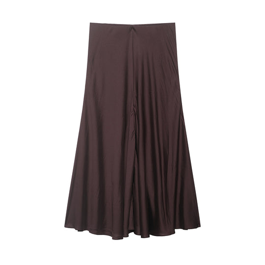 Damen Satin-Midirock mit hohem Komfortbund und ausgestellter A-Linien-Silhouette Nord Taschen