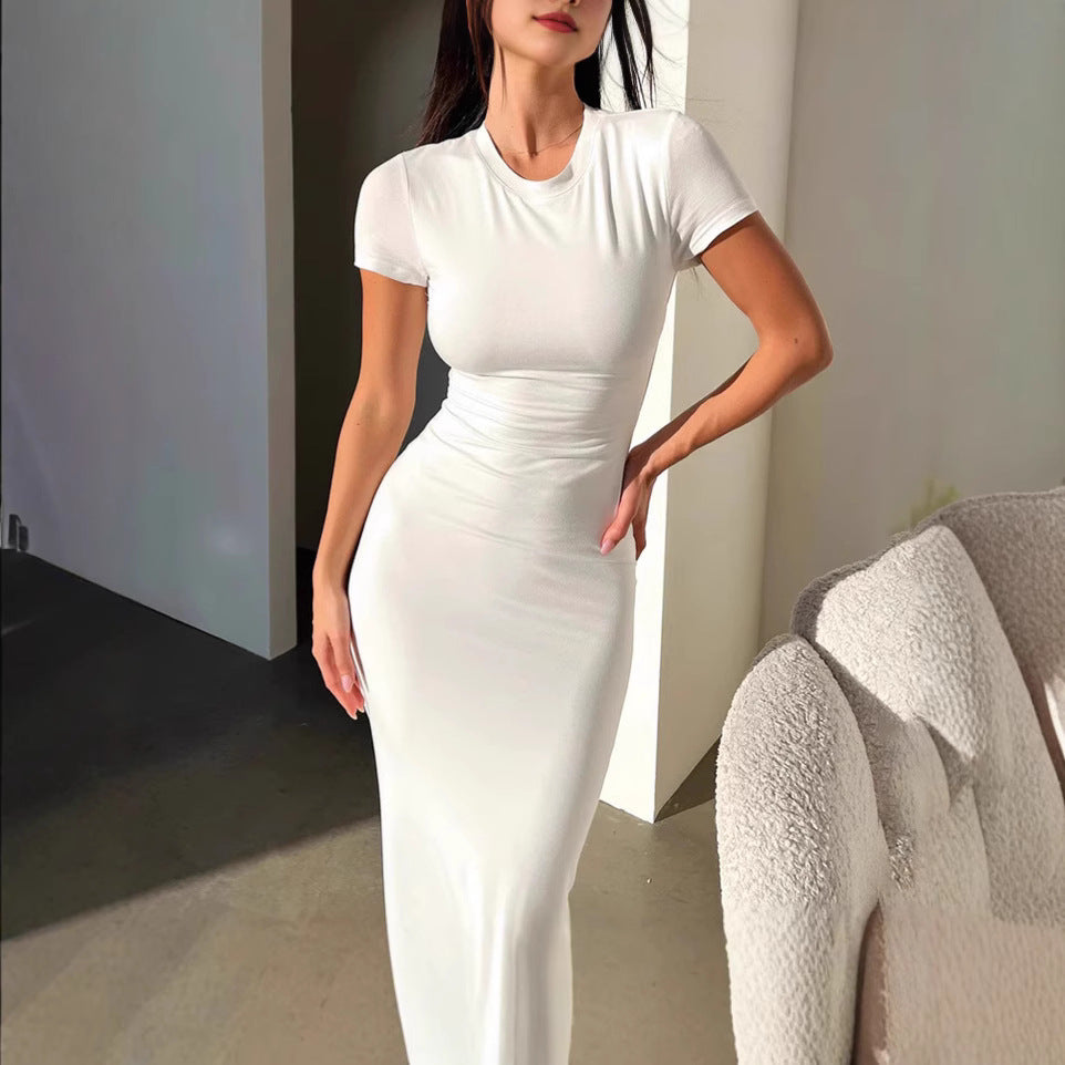 Damen Figurbetontes Maxikleid mit kurzen Ärmeln