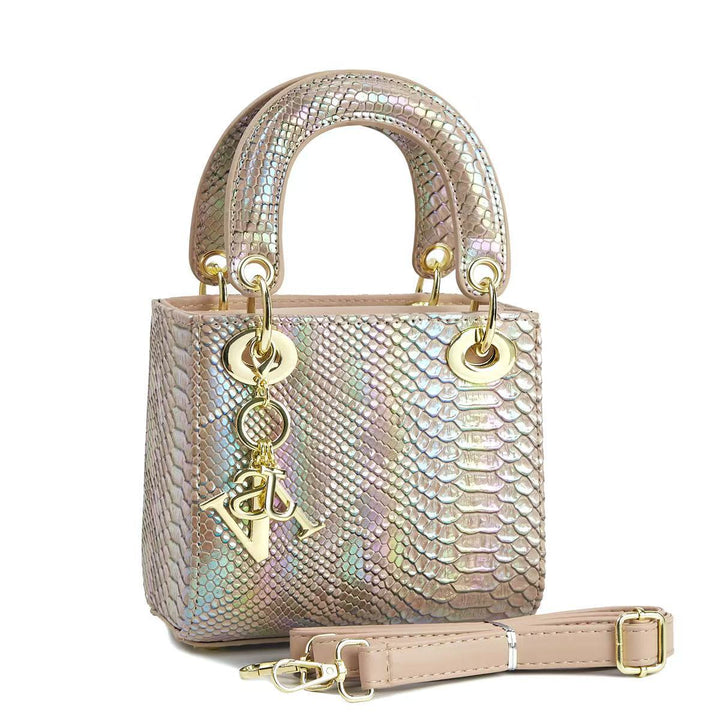 Damen elegante Mini-Handtasche im modernen Schlangenleder-Look mit abnehmbarem Tragegurt Nord Taschen