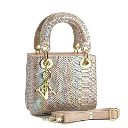 Damen elegante Mini-Handtasche im modernen Schlangenleder-Look mit abnehmbarem Tragegurt Nord Taschen
