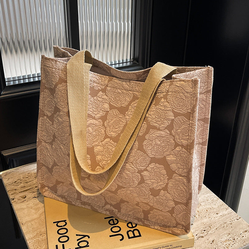 Damen Jute-Tragetasche mit floralem Muster und stabilen Griffen Nord Taschen