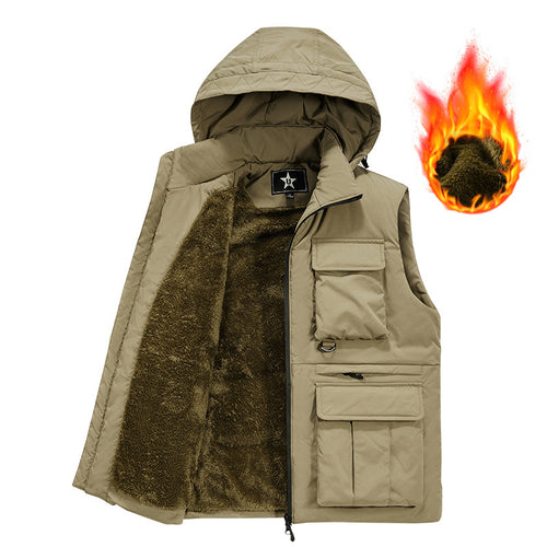 Herren Funktionelle Outdoor-Weste mit Kapuze Nord Taschen