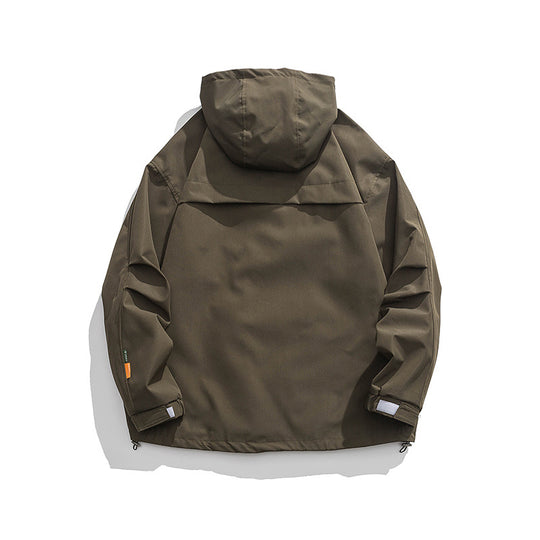 Unisex Oversize-Utility-Jacke mit Kapuze, multifunktionalen Pattentaschen und Kordelzug Nord Taschen