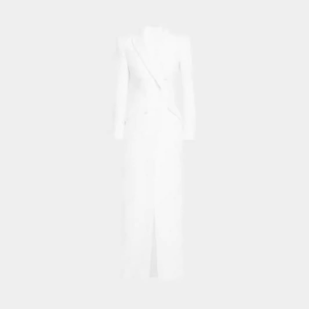Damen Blazerkleid Maxikleid mit Doppelreiher, taillierter Silhouette und hohem Frontschlitz Nord Taschen