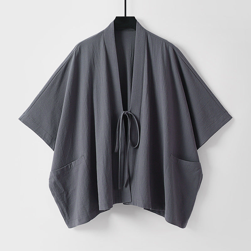 Damen Oversize Kimono-Cardigan mit Bindeband und aufgesetzten Taschen Nord Taschen