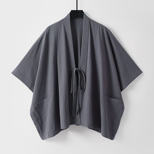 Damen Oversize Kimono-Cardigan mit Bindeband und aufgesetzten Taschen Nord Taschen
