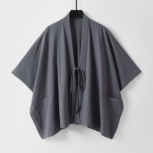 Damen Oversize Kimono-Cardigan mit Bindeband und aufgesetzten Taschen Nord Taschen