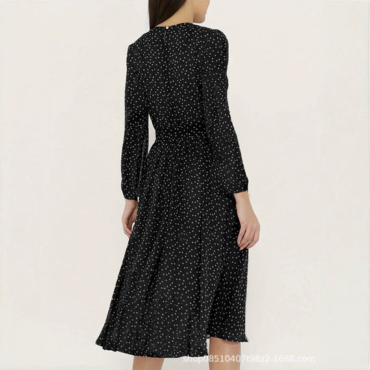 Damen Elegantes Midi-Kleid mit Punkten Nord Taschen