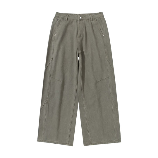 Damen Weite Bundfaltenhose im Utility‑Cargo‑Stil mit hoher Taille und markanten Teilnähten Nord Taschen