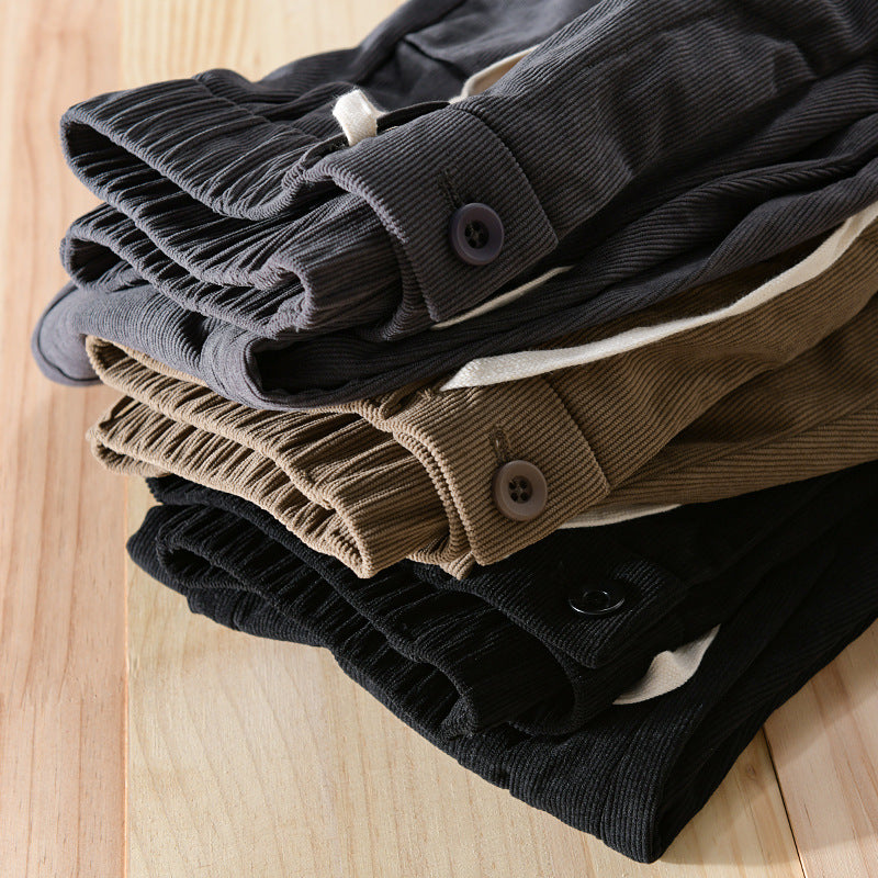 Herren Relaxte Cordhose mit elastischem Kordelbund, Kordelzug und konischem Bein Nord Taschen