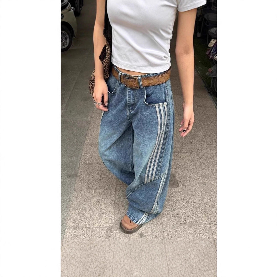 Damen Modische Weitbein-Jeans Nord Taschen