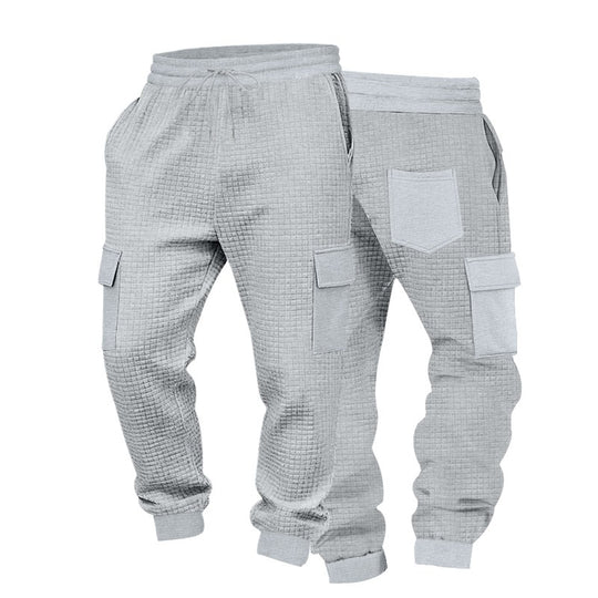 Herren Texturierte Waffel-Cargo-Jogginghose mit elastischem Bund und Multifunktions-Taschendesign Nord Taschen