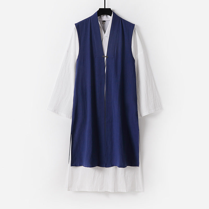 Damen Langer ärmelloser Kimono-Weste mit minimalistischer Linienführung und dekorativem Knebelverschluss Nord Taschen