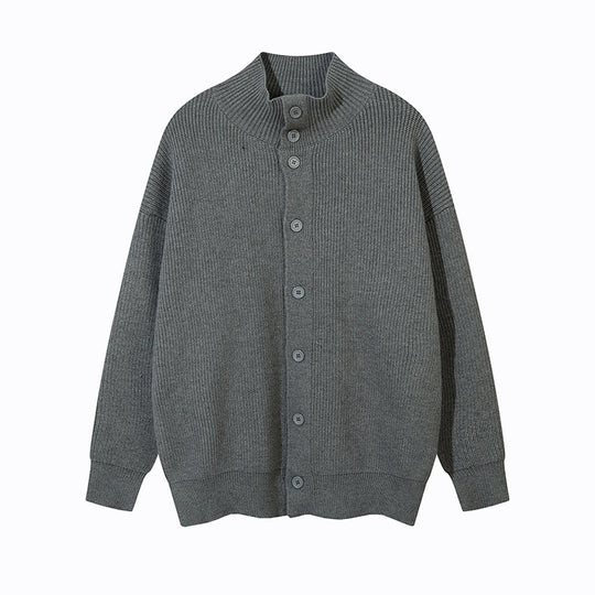 Unisex Oversize-Strickjacke mit Stehkragen und durchgehender Knopfleiste Nord Taschen