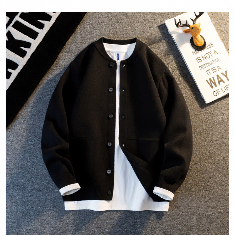 Unisex Feinstrick-Cardigan mit Rundhals, aufgesetzten Taschen und Rippbündchen Nord Taschen