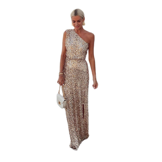 Damen Elegantes Abendkleid mit funkelndem Paillettenstoff und seitlichem Schlitz - Vittorelli