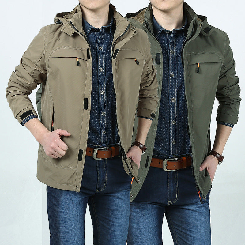 Herren leichte technische Fieldjacke mit Kapuze, Multifunktions-Taschen und windabweisender Shell Nord Taschen