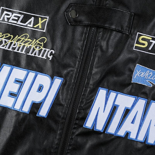 Herren gestickte Utility-Trainingsjacke im Racing‑Look mit Stehkragen Nord Taschen