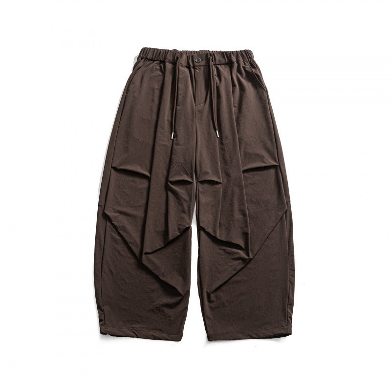 Unisex Weite Haremshose mit Drapierungen, elastischem Bund und Kordelzug Nord Taschen