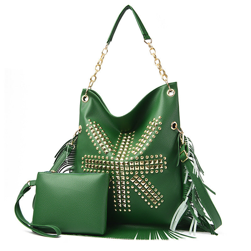Damen stilvolle Handtasche mit Fransen und Nieten Nord Taschen