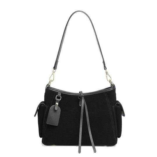 Damen Schultertasche aus feinem Wildleder mit praktischen Außentaschen Nord Taschen