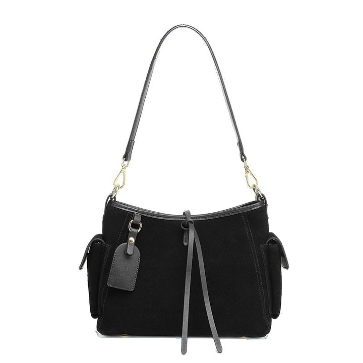 Damen Schultertasche aus feinem Wildleder mit praktischen Außentaschen Nord Taschen
