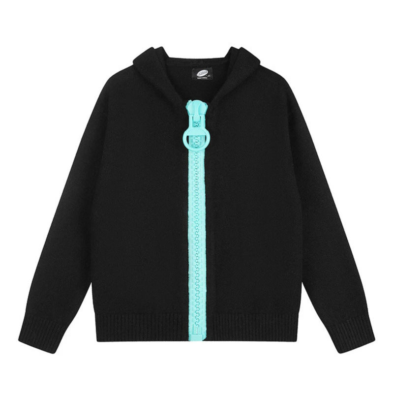 Damen Kapuzen-Strickjacke mit übergroßem Reißverschluss und softem Mohair-Mix Nord Taschen