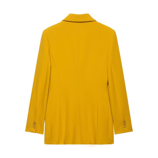 Damen Doppelreihiger Longblazer mit markanten Revers und Zierösenknöpfen Nord Taschen