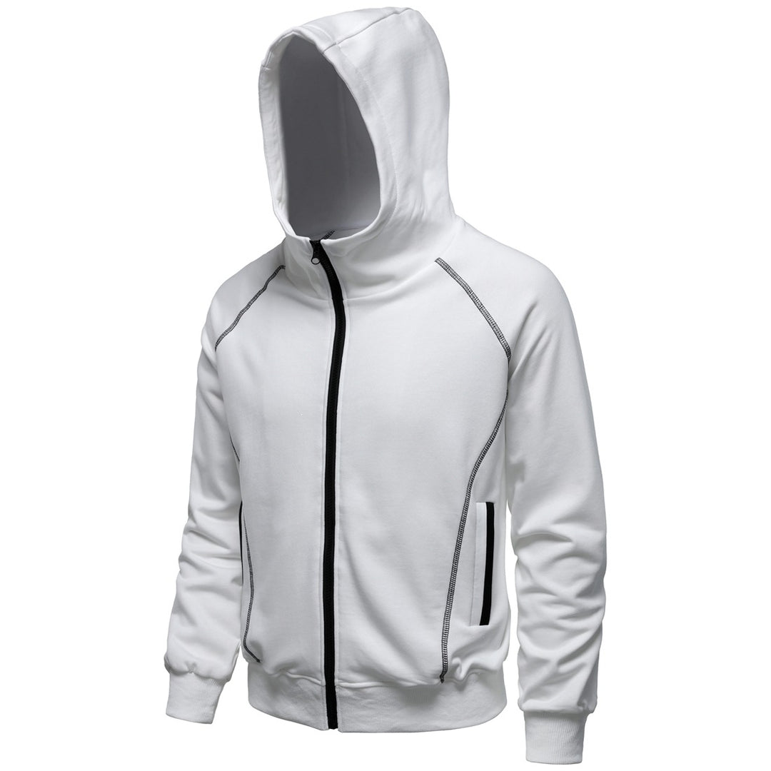 Herren Kapuzen-Zipjacke im sportlichen Raglanstil mit Kontrastnähten und gerippten Bündchen Nord Taschen
