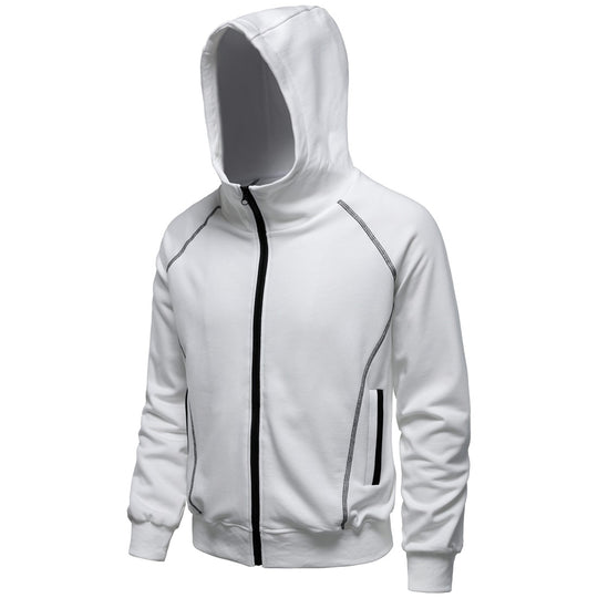 Herren Kapuzen-Zipjacke im sportlichen Raglanstil mit Kontrastnähten und gerippten Bündchen Nord Taschen