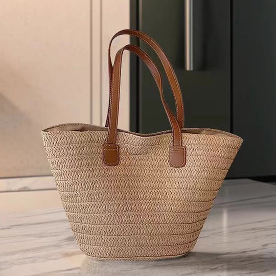 Damen Shopper-Tasche aus hochwertigem geflochtenem Material mit eleganten Lederakzenten Nord Taschen