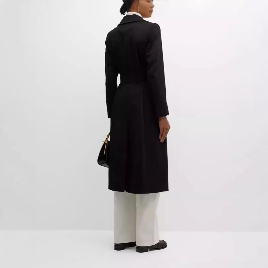 Damen Einreihiger Midilanger Mantel im Clean-Cut mit Taillengürtel und dezenter Pattentasche Nord Taschen