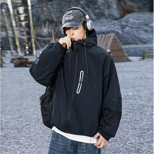 Herren Atmungsaktive Kapuzen-Fieldjacke mit verstaubarer Kapuze und reflektierendem Brustreißverschluss Nord Taschen