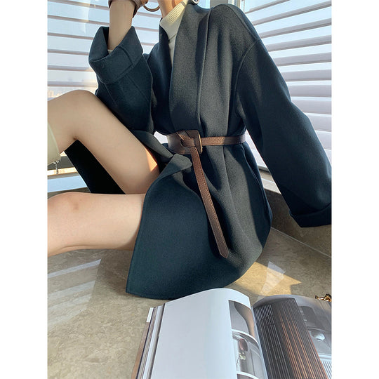 Damen Wickeljacke mit Taillengürtel Nord Taschen