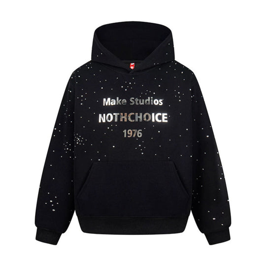 Damen Kapuzenpullover mit Statement-Print Metallic-Lettering und Paint-Splatter-Optik Nord Taschen