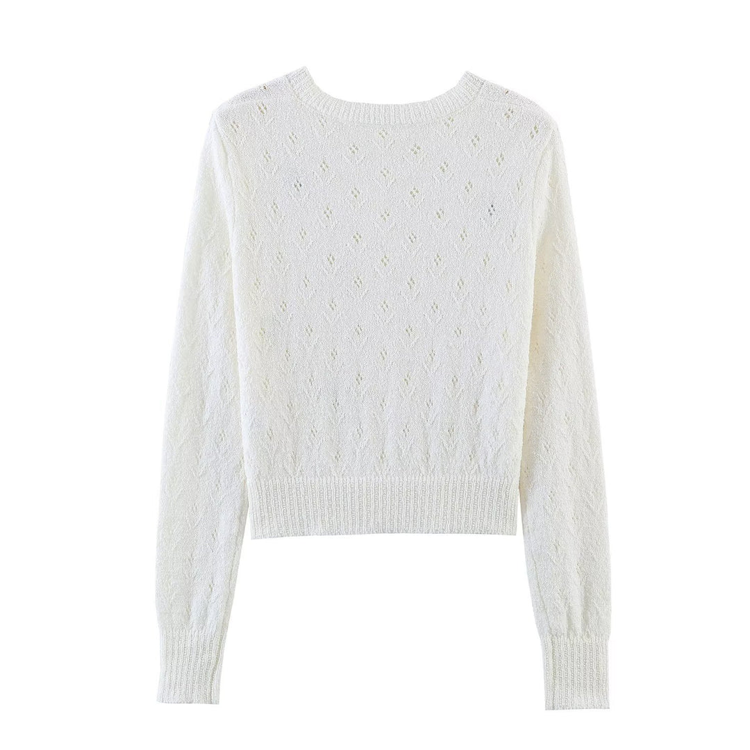 Damen Feiner Strick-Cardigan mit Blumenstickerei und tailliertem Saum Nord Taschen